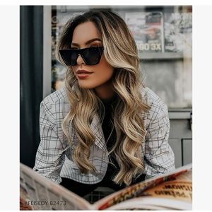 FEISEDY Vintage Square‎ Cat Eye Sunglasses Women Trendy cat eye Sunglasses black